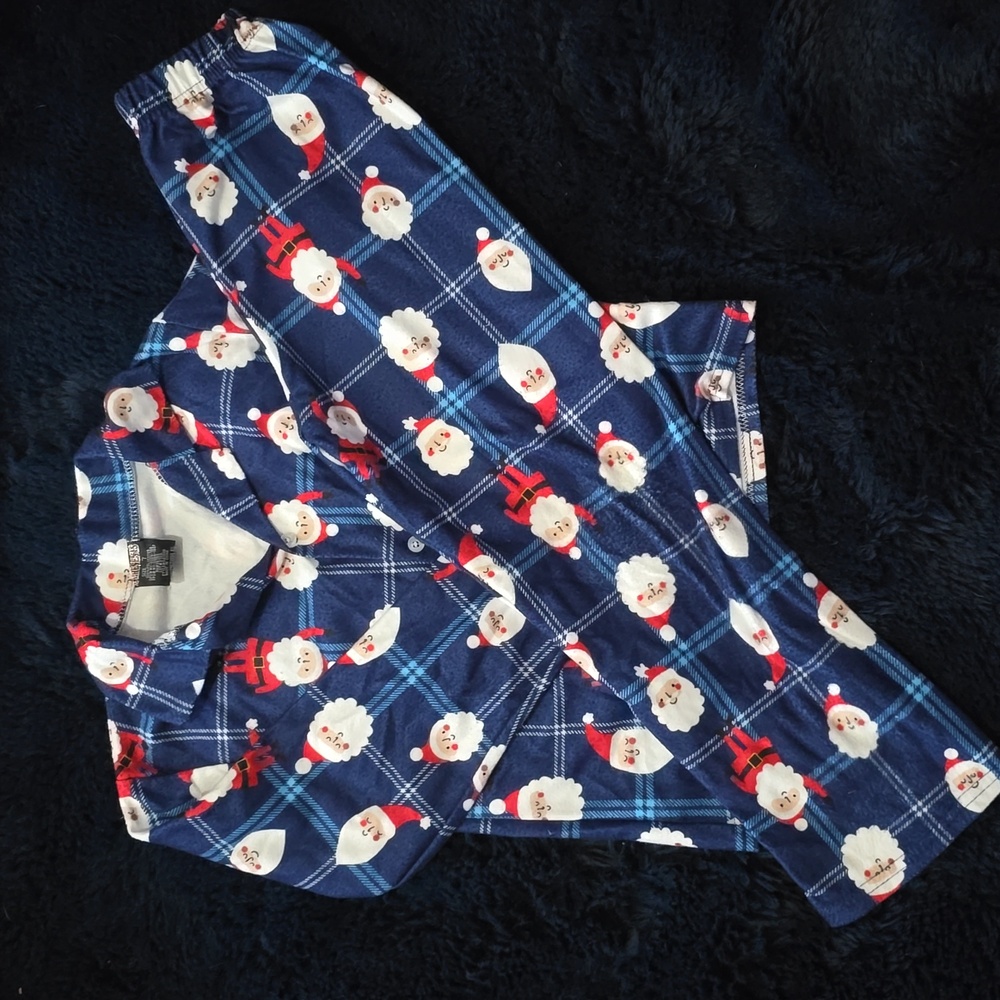 Santa Kids Pajama Set - Blue and White